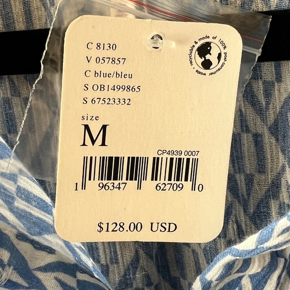 Free People Rillo Blue Cotton Beach Summer Shirtdress Size Medium NWT - Picture 8 of 11